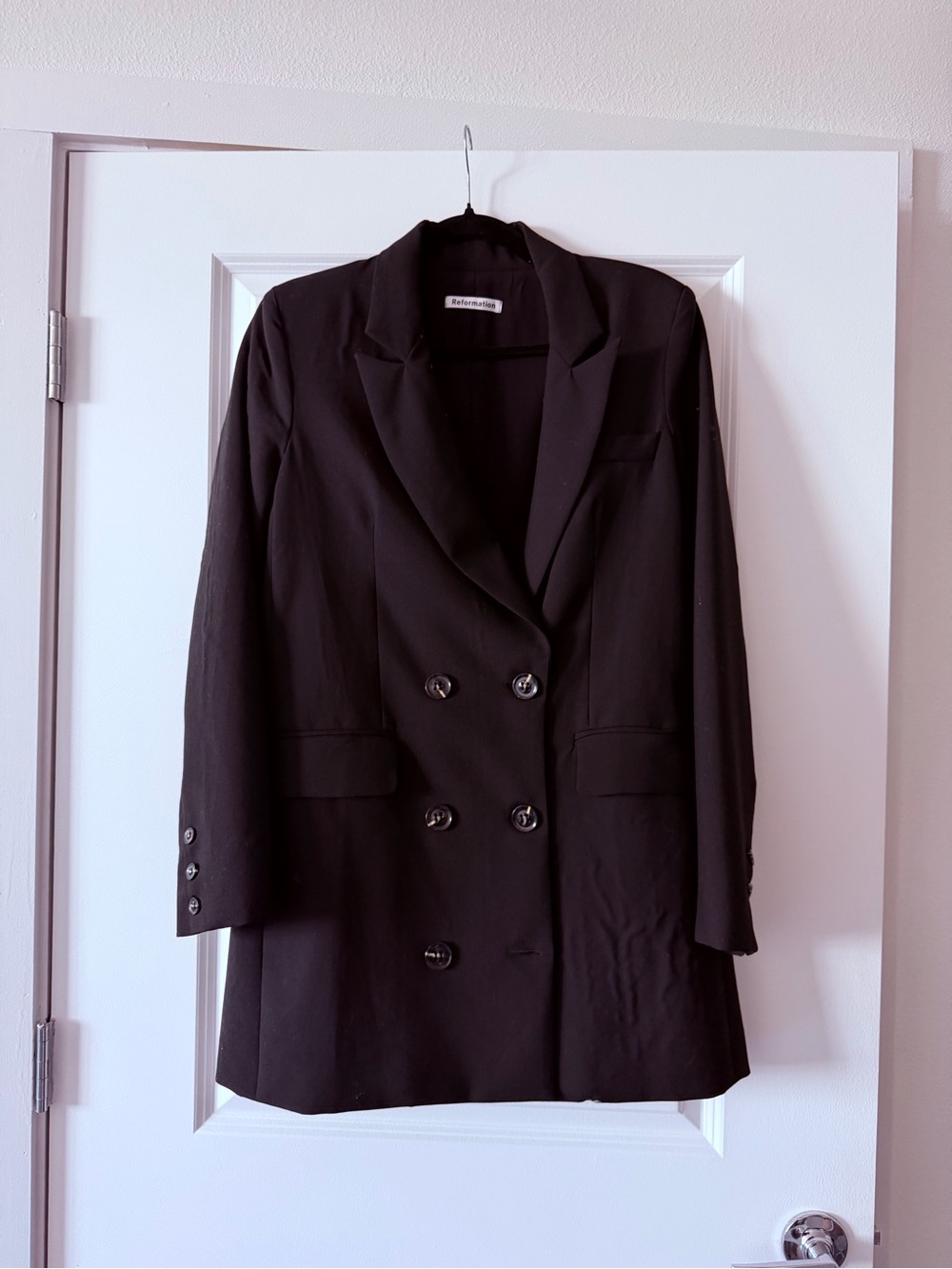 Reformation Black Double-Breasted Blazer Dress